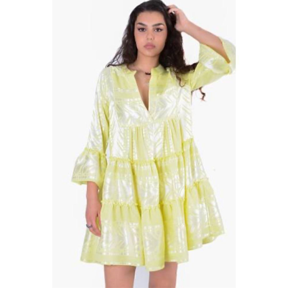 KASAI SIFNOS RUFFLE DRESS | ORANGE/PINK - Picture 1 of 5